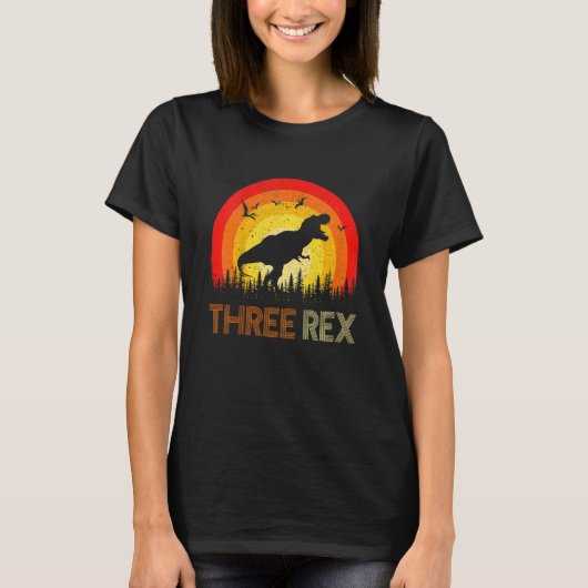 Kinder Dinosaur Trex Ik ben drie jaar oud, 3de her T-shirt (Voorkant)
