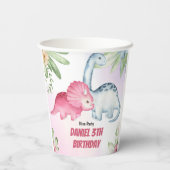 Kinder dinosaurus 3e verjaardagsfeest papieren bekers (Achterkant)