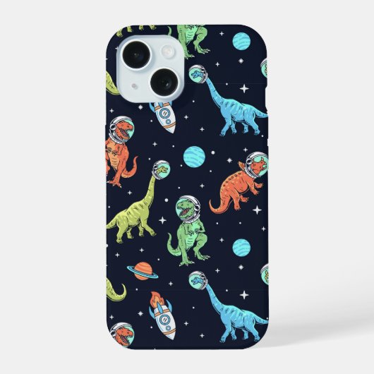 Kinder dinosaurus astronautenpatroon iPhone 15 hoesje (Achterkant)