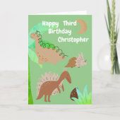 Kinder Dinosaurus Gepersonaliseerde Naam & Leeftij Kaart (Voorkant)