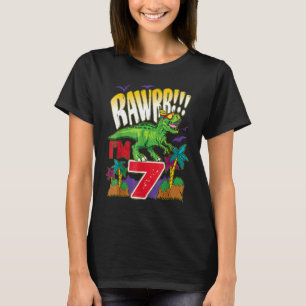 Kinder dinosaurus rawr ik ben 7 jaar 7e verjaardag t-shirt
