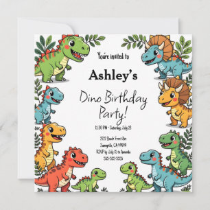 Kinder Dinosaurus Verjaardagsfeestje Kaart