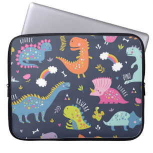 Kinder dinosaurussen: kleurrijk patroon laptop sleeve