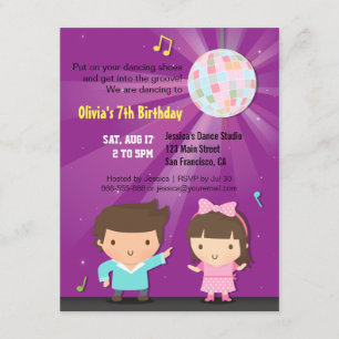Kinder Disco Ball Groove Dance Birthday Party Paar Kaart