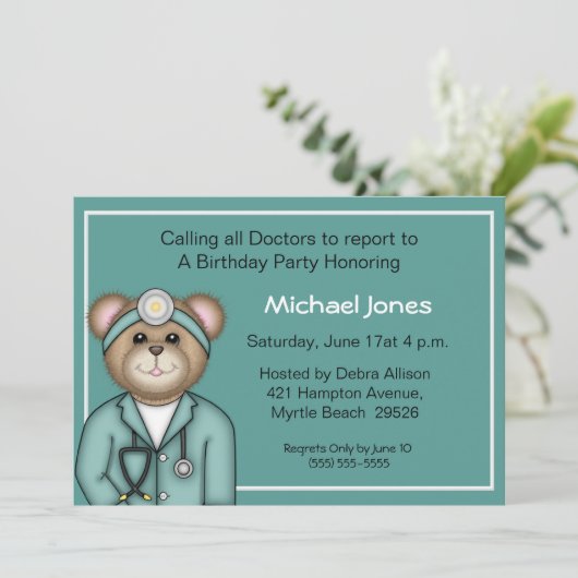 Kinder Doctor Uitnodigingen (Staand voorkant)