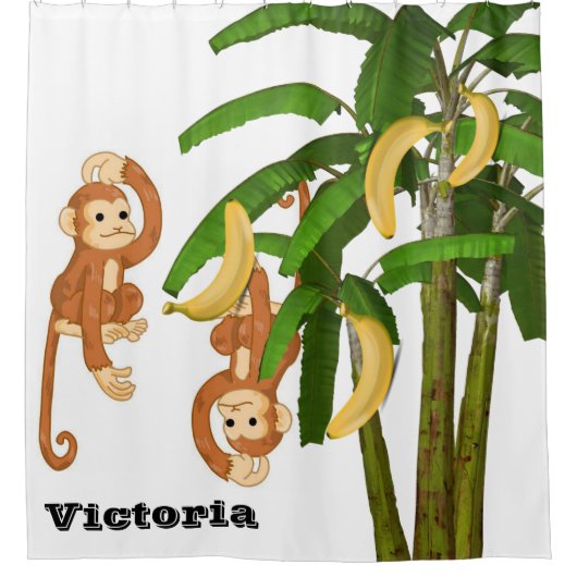 Kinder douchegordijn aap banaan boom (Voorkant)