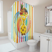 Kinder douchegordijn Giraffe bloemenstreep fruit (In situ)
