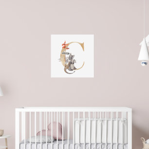 Kinder Dragon Custom Naam Monogram C Kwekerij Kame Poster