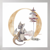 Kinder Dragon Custom Naam Monogram O Kwekerij Kame Poster (Voorkant)