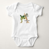 Kinder Dragon Custom Name Monogram A Play School Romper (Voorkant)