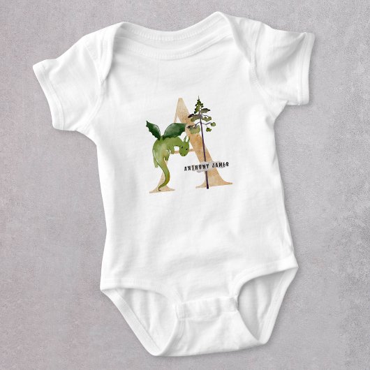 Kinder Dragon Custom Name Monogram A Play School Romper