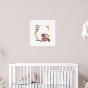 Kinder Dragon Custom Name Monogram G Nursery Room Poster