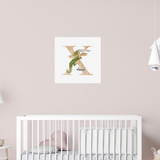 Kinder Dragon Custom Name Monogram X Nursery Room Poster (Kinderkamer 2)