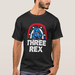 Kinder Drie Rex 3e Verjaardag 3 Jaar Oud Rex Dinos T-shirt