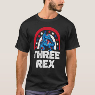 Kinder Drie Rex 3e Verjaardag 3 Jaar Oud Rex Dinos T-shirt