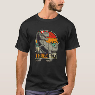 Kinder Drie Rex 3rd Birthday Boy Toolder Dinosaur T-shirt