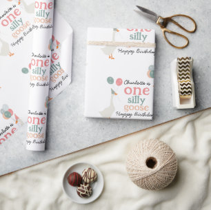 Kinder Een Gekke Gans 1e Leuke Verjaardag Custom N Cadeaupapier