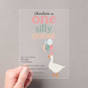 Kinder Een Gekke Gans 1e Leuke Verjaardagsfeest Acryl Uitnodigingen