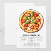 Kinder eenvoudige pizza verjaardag kaart (Voorkant / Achterkant)