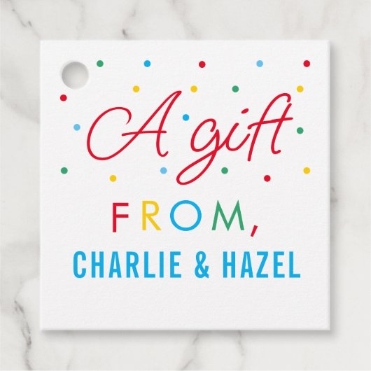 Kinder eenvoudige regenboog persoonlijke cadeautje bedankjes labels (Voorkant)