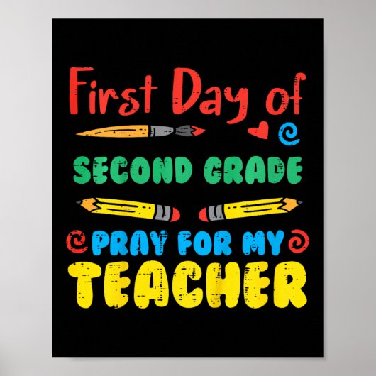 Kinder eerste dag tweede klas 2e Pray Fun Back Sch Poster (Voorkant)