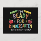 Kinder eerste dag van kleuterschool plezier terug briefkaart (Voorkant)