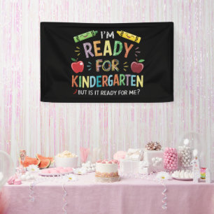 Kinder eerste dag van kleuterschool plezier terug  spandoek