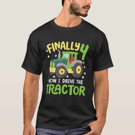 Kinder eindelijk 4 jaar oude aandrijftractor 4e ve t-shirt (Voorkant)