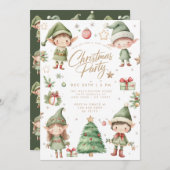 Kinder Elf Elfen Kerstfeest Kaart (Voorkant / Achterkant)