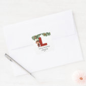 Kinder Elf Initiaal L Kerst Vierkante Sticker (Envelop)