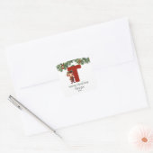 Kinder Elf Initiaal T Christmas Vierkante Sticker (Envelop)