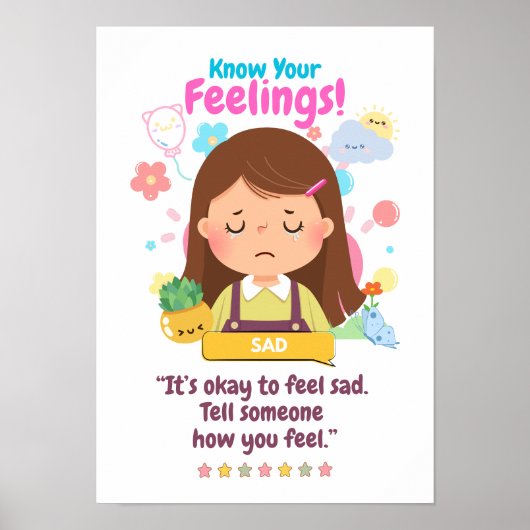 Kinder emotie met verdriet poster (Voorkant)