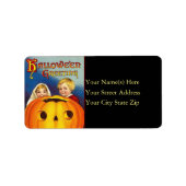 Kinder en Pompoen Halloween Adreslabel Etiket (Voorkant)