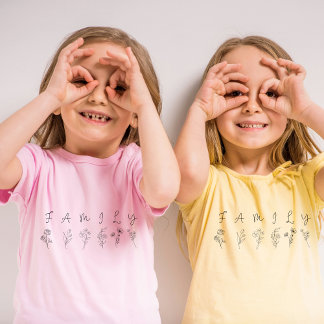 Kinder FAMILIE T-Shirt – Bloemletter Design