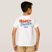 Kinder Familiecruise Blauw/Sinaasappel PERSONALISE T-shirt (Achterkant volledig)