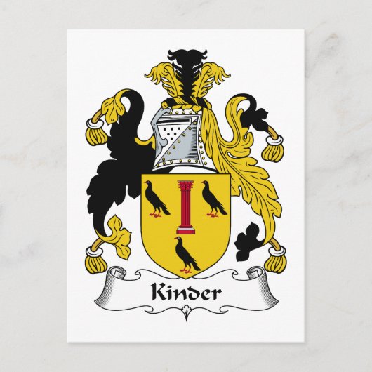 Kinder Family Crest Briefkaart (Voorkant)