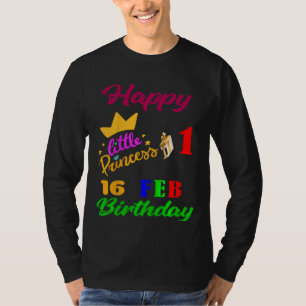Kinder Februray Meisjes Verjaardag 16 Februray 1e T-shirt