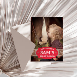 Kinder FIrst Rodeo Rood/Bruin Western Foto Bedankkaart