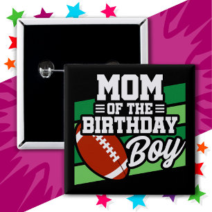 Kinder Football Party Moeder van de Verjaardagsjon Vierkante Button 5,1 Cm