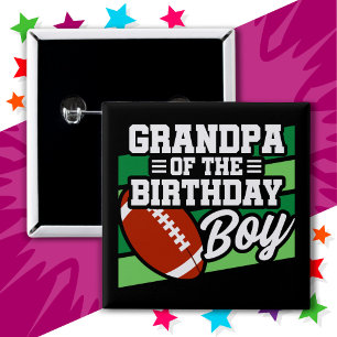 Kinder Football Party Opa van de Verjaardagsjongen Vierkante Button 5,1 Cm