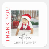 Kinder foto dank je wel vierkante sticker (Voorkant)