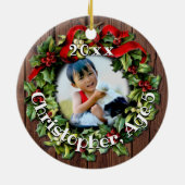 Kinder Foto Holly Wreath Keepomwille Family Keramisch Ornament (Achterkant)