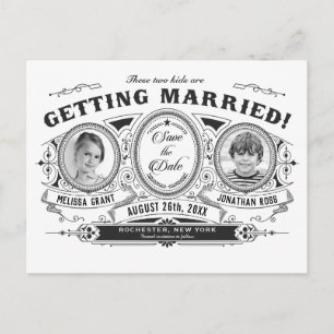Kinder Foto Save the Date Wedding Briefkaarten Vin