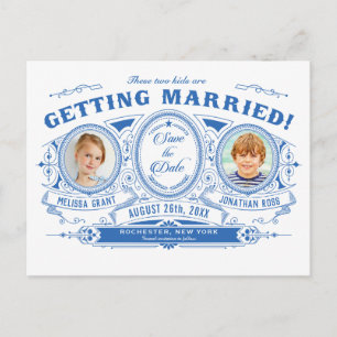Kinder Foto Save the Date Wedding Briefkaarten Vin