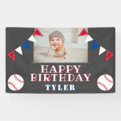 Kinder foto van Cute Baseball Flags Birthday Party Spandoek (Horizontaal)