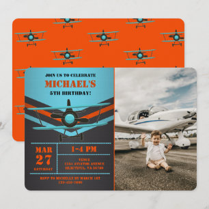Kinder foto van Cute Biplane Aviation Airplane Kaart