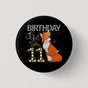 Kinder Fox Dierenvrienden 11e verjaardag meisje Fo Ronde Button 3,2 Cm
