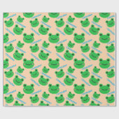 Kinder Fun Birthday Green Frog Cadeaupapier (Vlak)