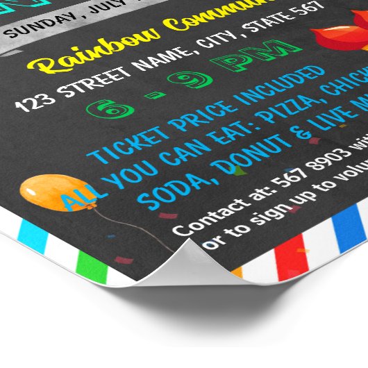 Kinder Fun Day Event sjabloon Poster (Hoek)