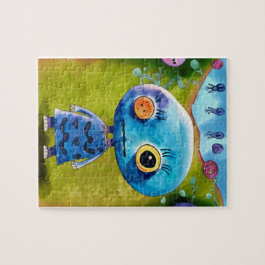 Kinder Fun Game Kleurrijke Schattigee Alien Legpuzzel (Horizontaal)